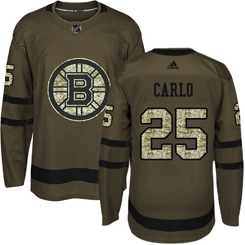 Youth Boston Bruins #25 Brandon Carlo Adidas Green Premier Salute To Service NHL Jersey